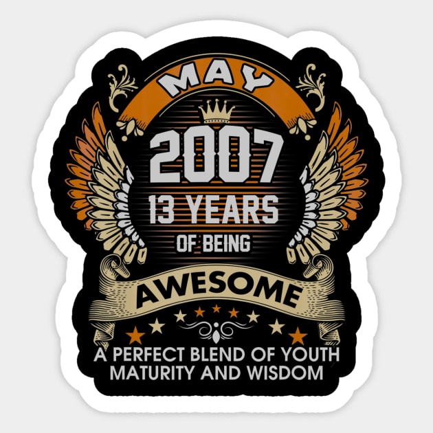 Born In MAY 2007 13 Years Of Being Awesome Birthday Sticker by teudasfemales